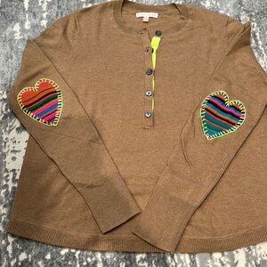 Lisa Todd Sweater with Colorful Heart Patches
